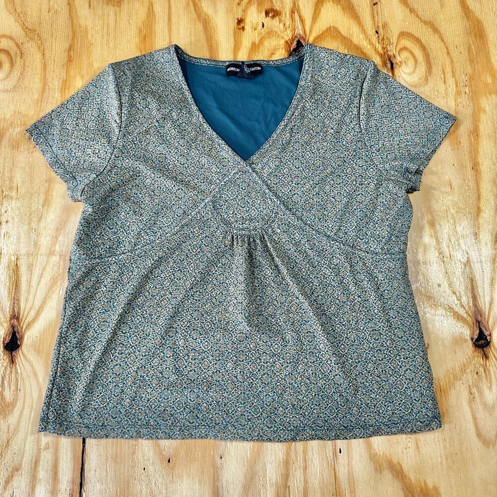 Norton McNaughton Vintage Y2K Geometric Print V-Neck Top - Size XL